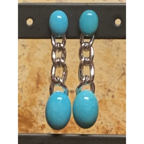 Sterling Silver and Turquoise Earrings Dangle/Drop By EA - Picture 4 of 9